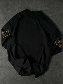Manfinity EMRG Men's Retro Black Number 23 Graphic Round Neck Short Sleeve T-Shirt - Black - View 2