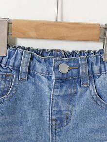 Boys' Summer New Mid-Blue Distressed Denim Shorts, Loose Straight Leg Bermuda Pants, Thin Lightweight Casual Mid-Length Shorts, Versatile Style, Soft Cotton Fabric, Suitable For Holiday, Daily Outings, School, Commuting, Gatherings, Festivals - Multicolor - View 6