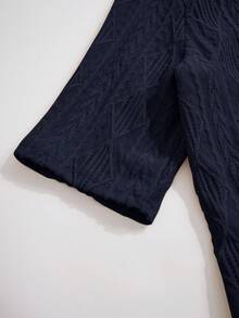 Rusticease Plus Size Women Solid Color Casual Versatile Daily Wear Cardigan - Navy Blue - View 6