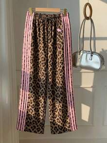 Quần ống đứng cạp vừa cho bé gái tuổi teen, họa tiết báo ngọt ngào vintage kết hợp sọc hồng và ngựa cưỡi, phong cách casual đơn giản thoải mái, đồ đi chơi mùa hè, homecoming, thời trang trẻ em dễ mặc, phong cách mới cho xuân hè - Nhiều màu - Xem 3