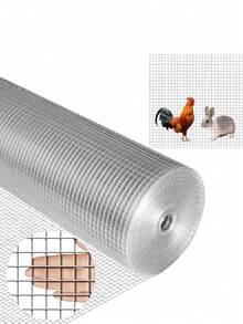 1 Roll 5/10M Galvanized Rustproof Welded Hardware Cloth Chicken Wire Fence Silver Flexible DIY Garden Plant Support Poultry Netting Cage Screen Animal Fence Garden Protection Poultry Mesh - A - View 3