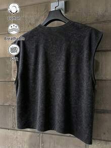 Manfinity EMRG Áo tank top ngắn tay cotton phong cách retro đường phố dành cho nam - màu đen - Xem 6