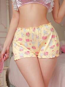 PetitDoll Set 3 buah celana dalam wanita model hipster dengan motif bunga lucu, hiasan rumbai, dan tali pita di bagian belakang. - MultiWarna - View 6