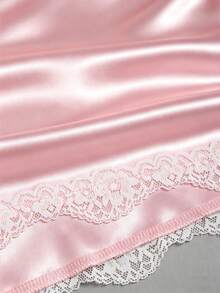 Sweetra Pink Lace Trim Adjustable Strap A-Line Dress,Soft And Seductive Summer Style Suitable For Aniversary Going Out,Date,Beach And Casual Outing Lace Sexy - Pink - View 6