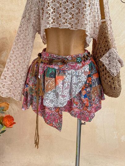 Soleia Chân váy nữ kiểu vintage ghép mảnh