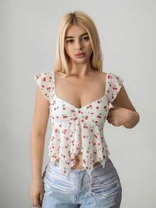 Sweetina Áo tank top lưới in hoa Hawaii màu vàng dễ thương cho nữ, thích hợp cho kỳ nghỉ hè, đi biển, đi nghỉ mát, thời trang mùa hè. - trắng - Xem 1