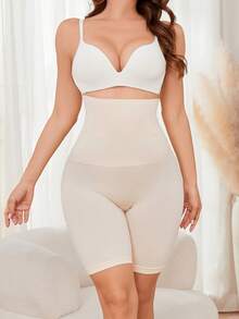 SHAPORA Shorts moldeadores de cintura alta de unicolor para mujer - Beis - Ver 7