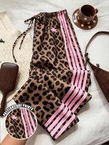 Quần ống đứng cạp vừa cho bé gái tuổi teen, họa tiết báo ngọt ngào vintage kết hợp sọc hồng và ngựa cưỡi, phong cách casual đơn giản thoải mái, đồ đi chơi mùa hè, homecoming, thời trang trẻ em dễ mặc, phong cách mới cho xuân hè - Nhiều màu - Xem 1