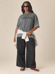 MUSERA Plus Size Graphic Plus Size Tshirt Spring Summer Cute Cosy Cottage Core Spring Dew Holiday - Dark Grey - View 4