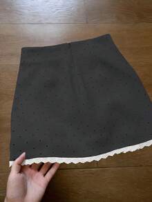 GlowEve 女士夏季波点印花撞色蕾丝迷你裙 - 灰色 - 查看 2