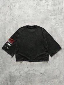 ROMWE MEN Street Life Men's Street Style Round Neck Vintage Printed Casual Summer T-Shirt - Black - View 2