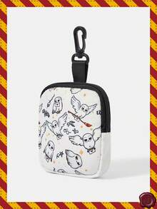 HARRY POTTER X SHEIN 带安全扣和拉链口袋的零钱包，多功能收纳袋，硬币收集整理袋，男女皆宜 - 白色 - 查看 2