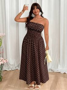GalTyme Đầm quây màu nâu sô cô la chấm bi kiểu dáng thường ngày dành cho nữ - Màu nâu Sô-cô-la - Xem 6