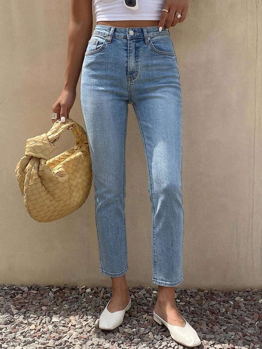 DAZY High Waist Boot-cut Leg Jeans - Light Wash - View 1