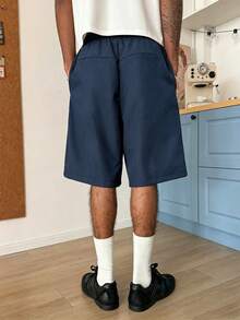 STEELVANCE Men's Drawstring Waist Color Block Casual Versatile Daily Wear Shorts, Holiday - Royal Blue - View 2