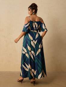 Travachic Plus Size Casual Vacation Floral Print Off-Shoulder Camisole Dress - Multicolor - View 2