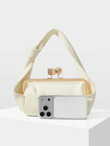 MOTF WOMEN'S KNOT STRAP KISS LOCK HANDBAG - White - View 5