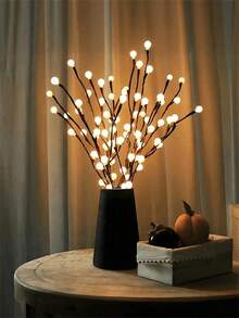 1 件 20LED 暖白色球形树枝灯、花瓶装饰灯、节日装饰、派对景观灯、LED 树枝灯、适用于卧室桌面、塑料人造树枝、电池供电（不包括 2 节 AA 电池）、适用于婚礼、订婚、情人节四季室内装饰、四季室内装饰人造树枝、桌面装饰 - 多色 - 查看 13