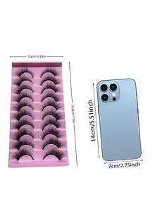 10pairs/Set Soft Fluffy Curly Cat Eye 3D Faux Mink Eyelashes, Handmade Natural False Eyelashes For Makeup, Thick Style Strip Lashes, Lashes, Eyelashes, Fake Lashes - Cat Eye Lashes - View 3