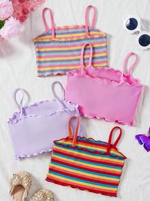 SHEIN Set de 4 piezas de camisetas de punto de unicolor para niña - Multicolor - Ver 2