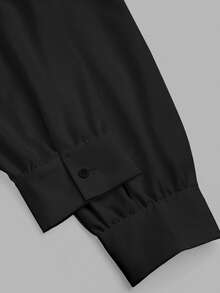 Sweetra Bộ áo liền quần tay dài cổ polo màu trắng tối giản, kiểu dáng thanh lịch, đa năng, ôm sát eo, tôn dáng. - màu đen - Xem 5