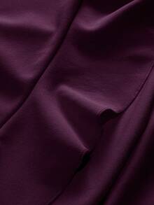 NU&NOW Plus Size Women Solid Color Spaghetti Strap High Slit Ruffle Hem Party Dress - Purple - View 4