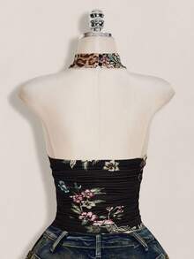 SHEIN ICON 大码Y2K夏季复古新款中国风性感露背印花吊带背心，女士夏季外出完美之选 - 彩色 - 查看 11