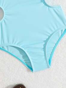Baby/Girls Swimsuit, Ruffled Edged One-Piece Swimwear - Blue - View 4