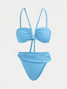 Maija Women's Beach Vacation Halter Bikini Set - Blue - View 6
