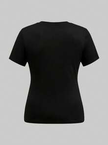 SHEIN CURVE+ 大码女式三件套休闲通勤T恤套装 - 彩色 - 查看 4