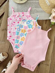SHEIN Baby Girl Butterfly & Floral Print Romper - Multicolor - View 6