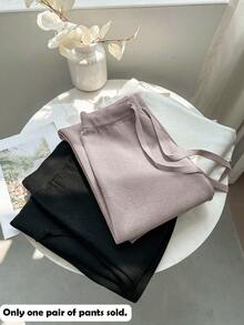 Franclia Quần legging dệt kim dày lót nhiệt kiểu Maillard thời trang thường ngày cho nữ cạp cao, ống đứng ống rộng, quần áo len dệt kim cho trường đại học - Đồng - Xem 7