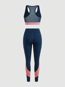 Cheerettes Bộ đồ thể thao thường ngày dành cho nữ, gồm áo ba lỗ và quần legging phối màu tương phản. - Nhiều màu - Xem 4