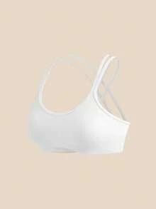 Cheerettes Áo ngực thể thao thường ngày màu trơn dành cho nữ - trắng - Xem 3