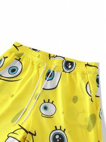 SpongeBob SquarePants | SHEIN Manfinity Hypemode 男士休閒眼睛印花沙灘短褲，度假款 - 彩色 - 查看 6