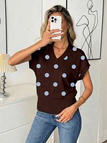 Easowa Women's V-Neck Printed T-Shirt, Versatile For Summer - Multicolor - View 2