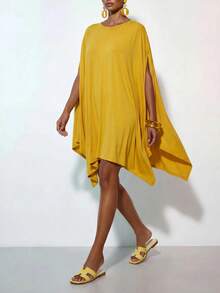 Zivah 2026 New Casual Sexy Linen Bohemian Beach Golf Resort Elegant Short Dress, Sleeveless Patchwork Knit Pastal Vacation Feel Summer - Yellow - View 2