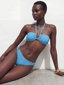 Maija Women's Beach Vacation Halter Bikini Set - Blue - View 4