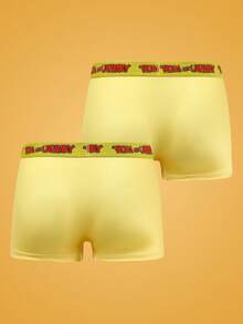 Notgurli TOM & JERRY X SHEIN Calzoncillos tipo bóxer estampados para hombre - Amarillo - Ver 2