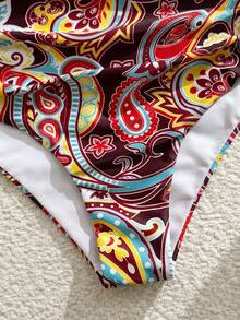 Swim Vcay Women's All-Over Print Asymmetric Neckline Bikini Set - Multicolor - View 5