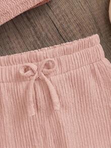 Emery Rose Kids Emery Rose Kids Bộ 2 món áo không tay và quần short dệt kim màu trơn cho bé gái - Hồng - Xem 4