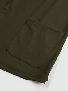 TaskEZ 纯色简约V领双口袋T恤和休闲裤制服套装 - 軍綠色 - 查看 11