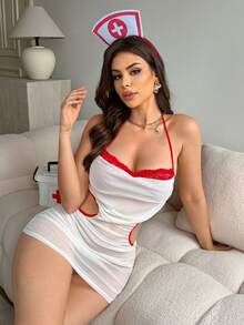Fantasy Costume Fantasy Costume Bộ trang phục nhập vai 2 món dành cho nữ (váy gợi cảm, mũ y tá) - Nhiều màu - Xem 4