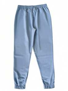 Manfinity Homme Men Slant Pocket Drawstring Waist Trousers - Dusty Blue - View 7
