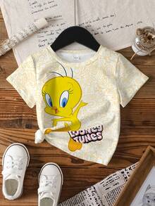 LOONEY TUNES X SHEIN Áo thun in hình hoạt hình toàn thân, dành cho bé gái. - trắng - Xem 7