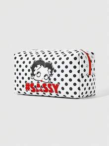 Betty Boop x SHEIN 圓點卡通化妝包 - 白色B - 查看 2