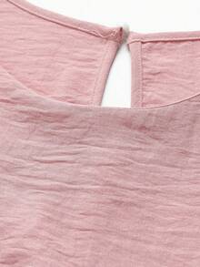GlowEve CURVE Plus Size Women's Woven Regular Early Summer Elegant Comfortable Commute Gym Round Neck Sleeveless Tie-Up Top And Pants Set, Brown - Pink - View 6