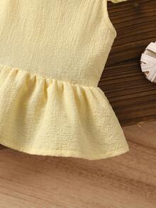SHEIN LMoss Kids Áo hai dây màu trắng thêu nơ dễ thương, đa năng cho bé gái, thích hợp cho kỳ nghỉ hè. - Nhiều màu - Xem 3