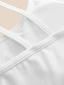 Cheerettes Áo ngực thể thao thường ngày màu trơn dành cho nữ - trắng - Xem 6