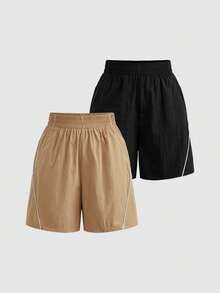 SHEIN Cheerettes 女士时尚多功能弹力腰带口袋运动短裤 - 彩色 - 查看 14